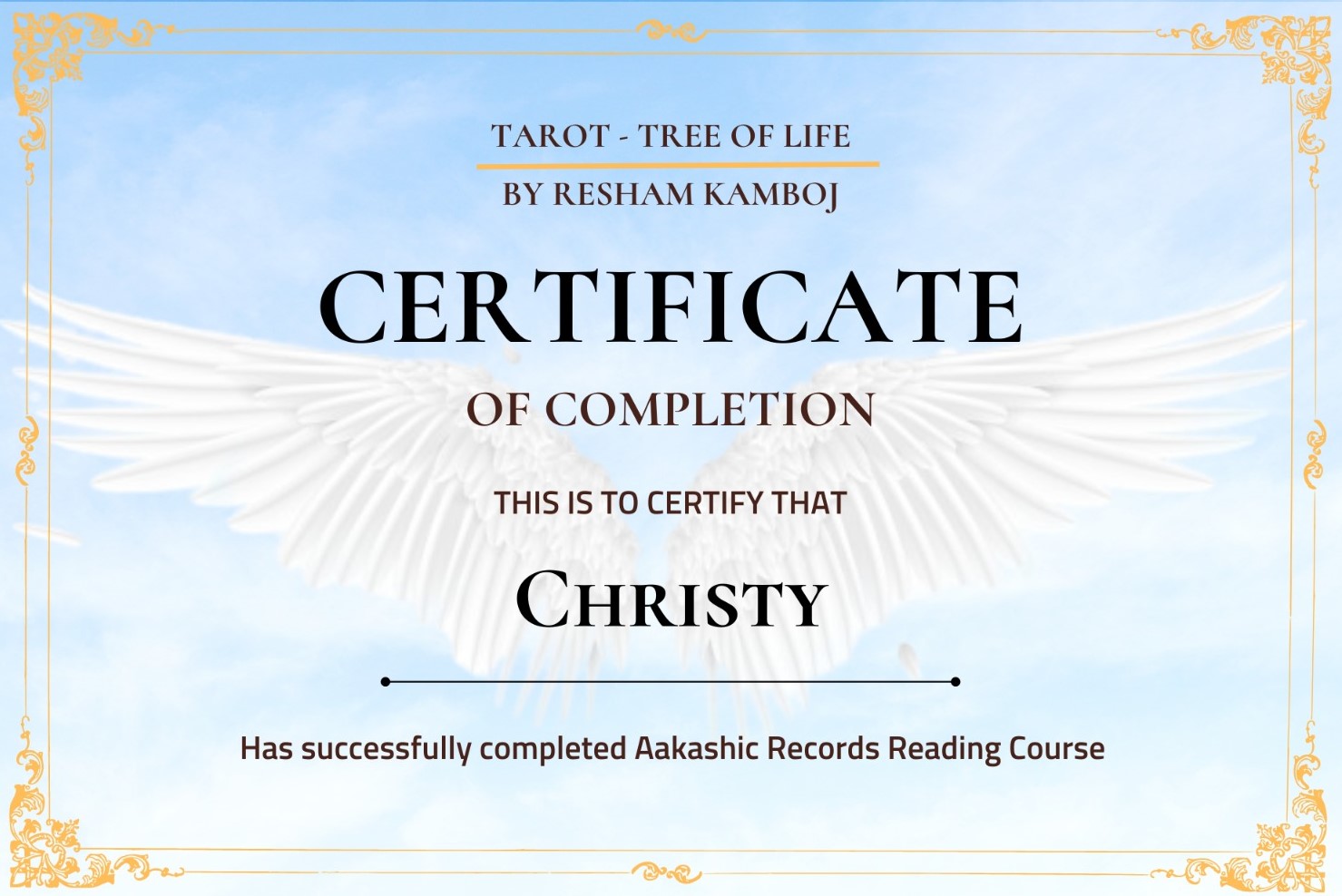 Christy Certificate Image